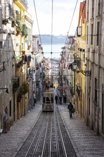 Tram in City Centre Lisbon Portugal