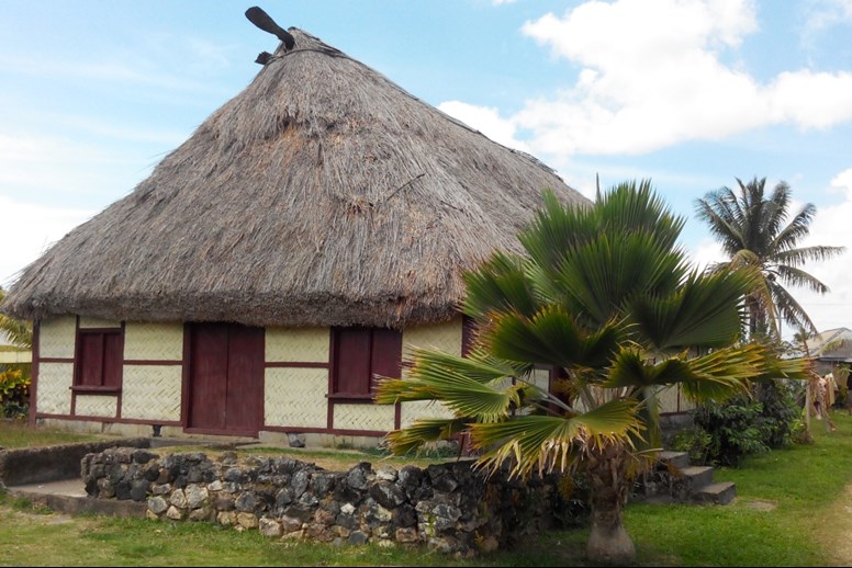 Traditional house accommodation in Fiji island resort