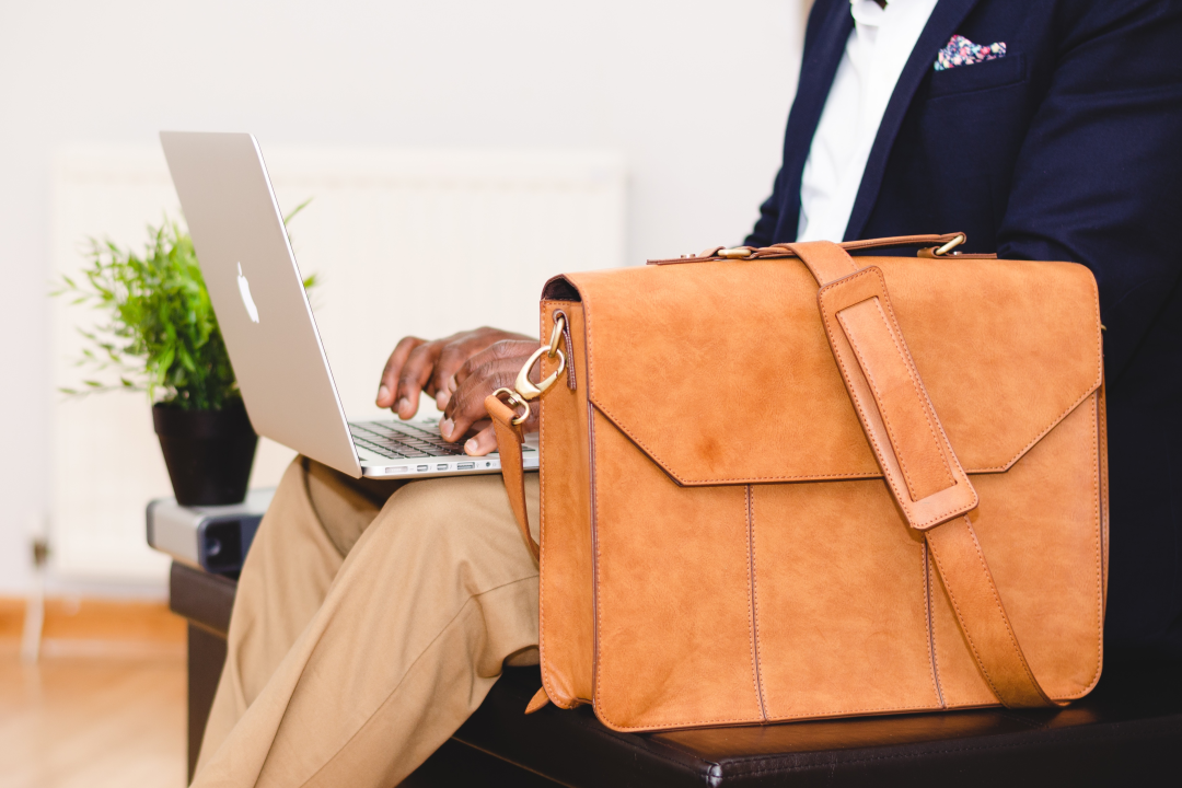 Traveller using laptop