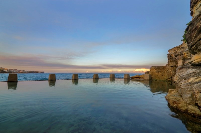 Enclosed Ocean Swimming Pool at Dawn in Coogee Beach Sydney Australia