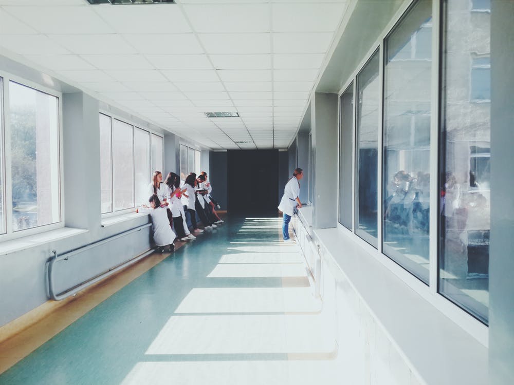 people waiting in a hospital