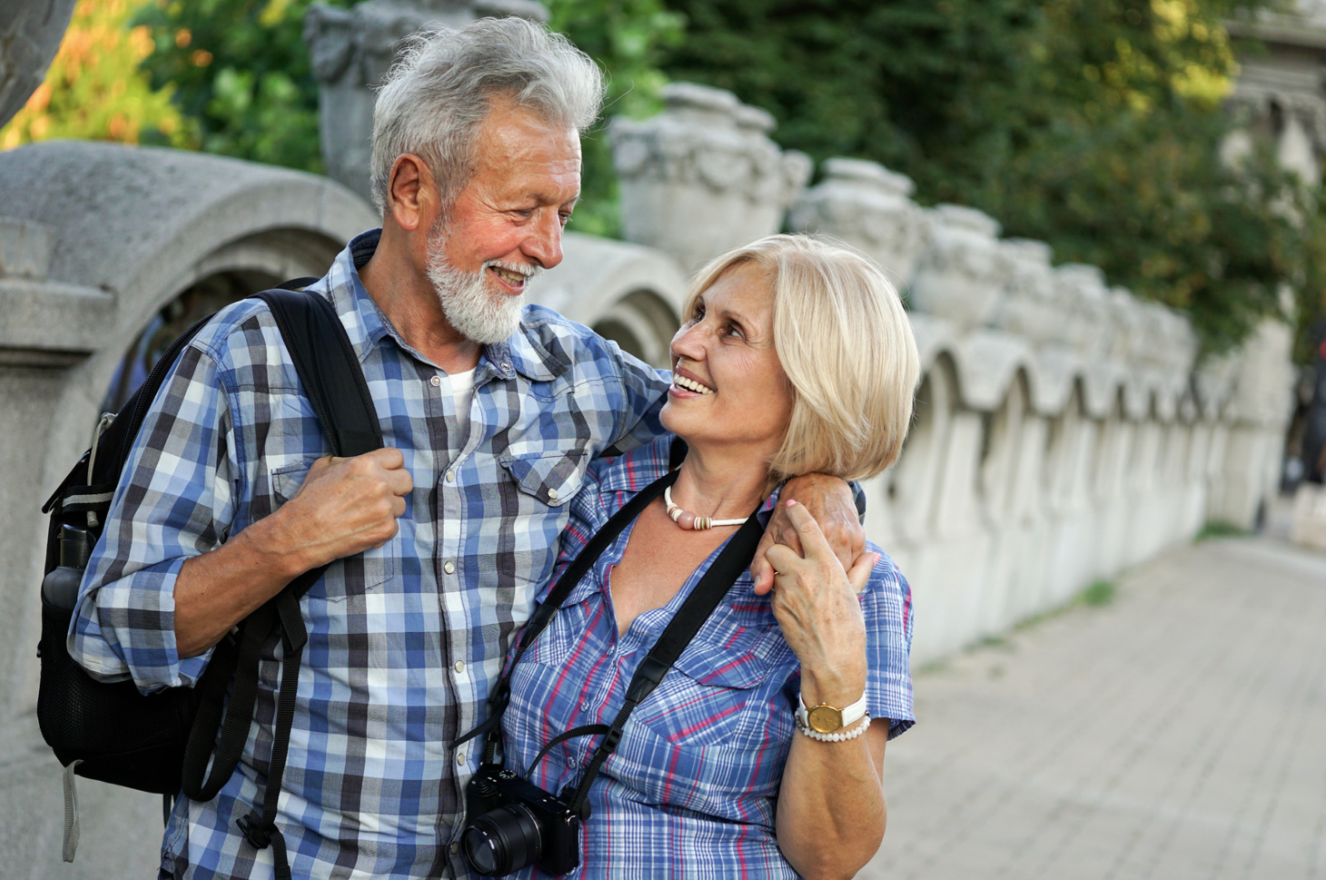 man and woman hugging
