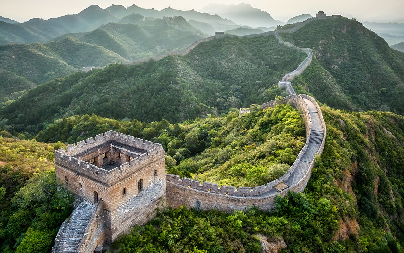 great wall of china winding through hills
