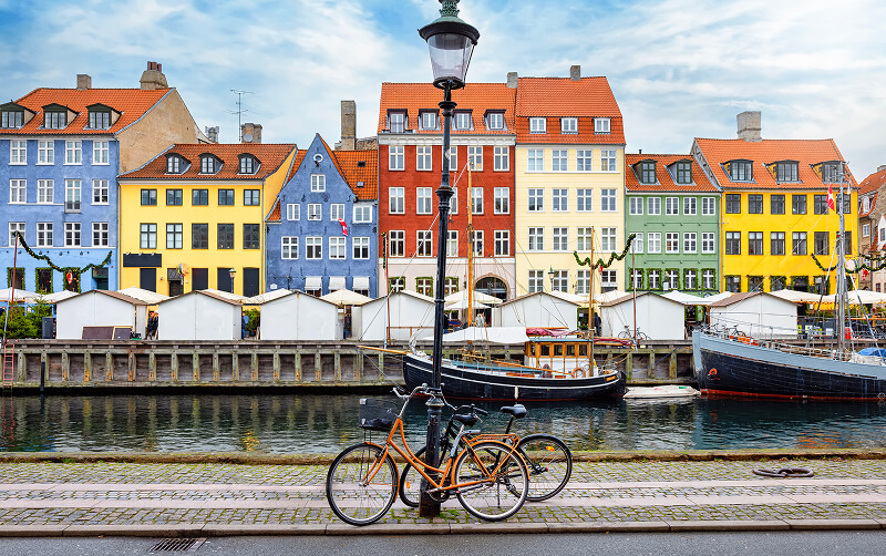 bicycles near canal in denmark