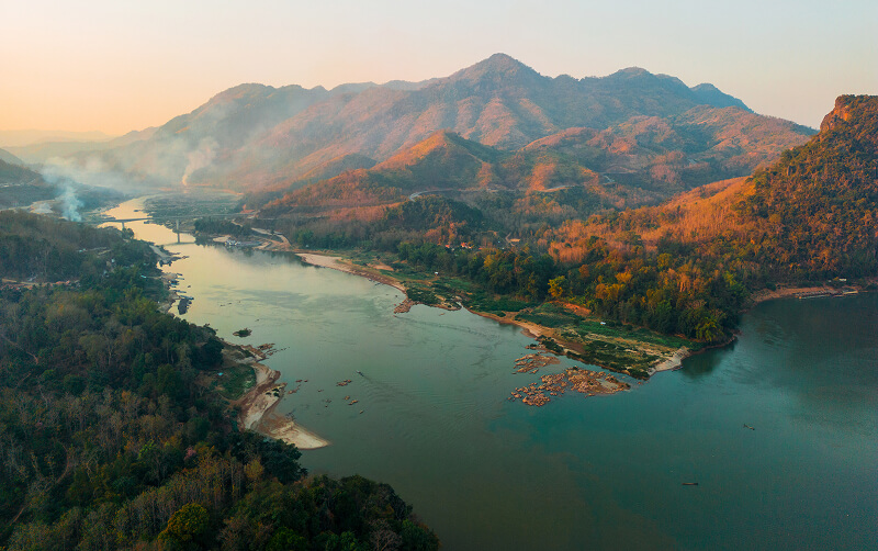 river valley landscape in Laos