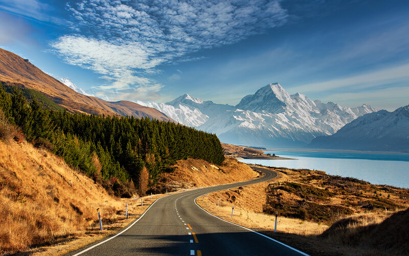 coastal highway drive in New Zealand