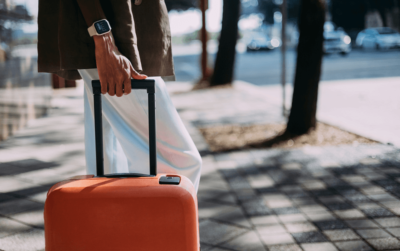 man standing with luggage